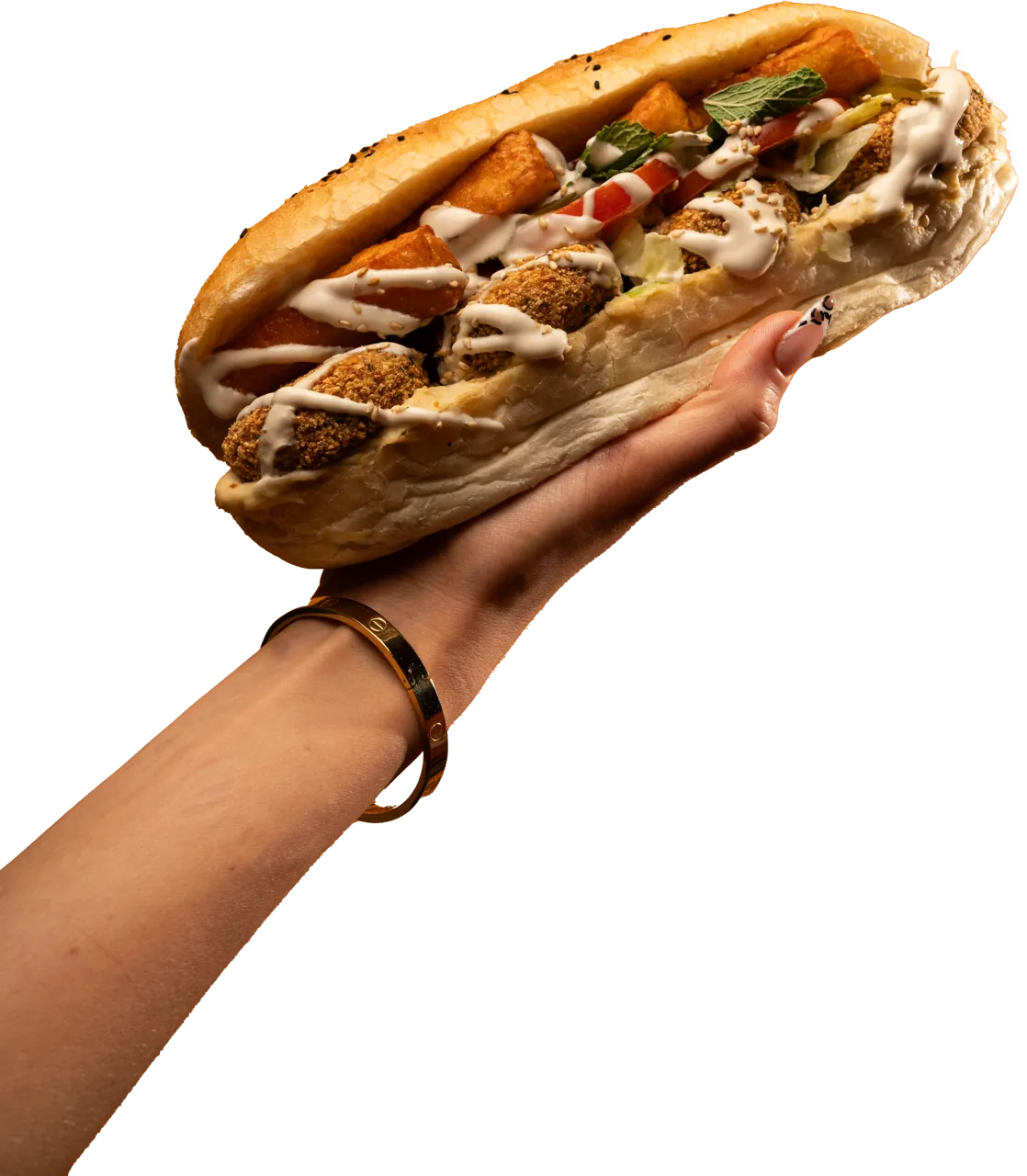 Ein Sandwich in der Hand
